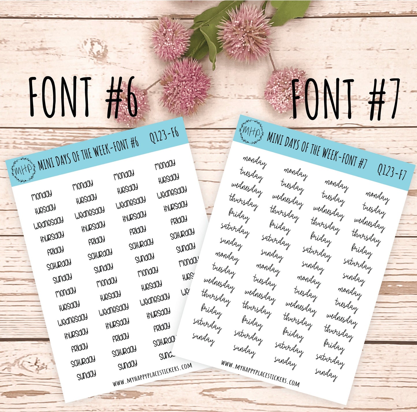 STICKER SET - Mini Days of the Week Stickers for Bullet Journals and Planners || S01