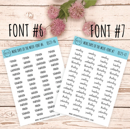 STICKER SET - Mini Days of the Week Stickers for Bullet Journals and Planners || S01