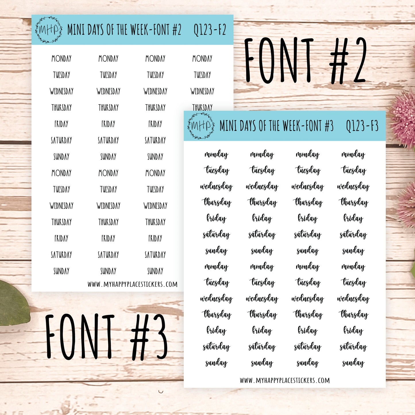 Mini Days of the Week Stickers for Bullet Journals and Planners. Foil Stickers || Q123