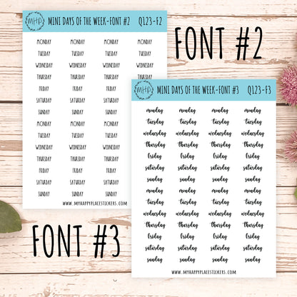 Mini Days of the Week Stickers for Bullet Journals and Planners. Foil Stickers || Q123