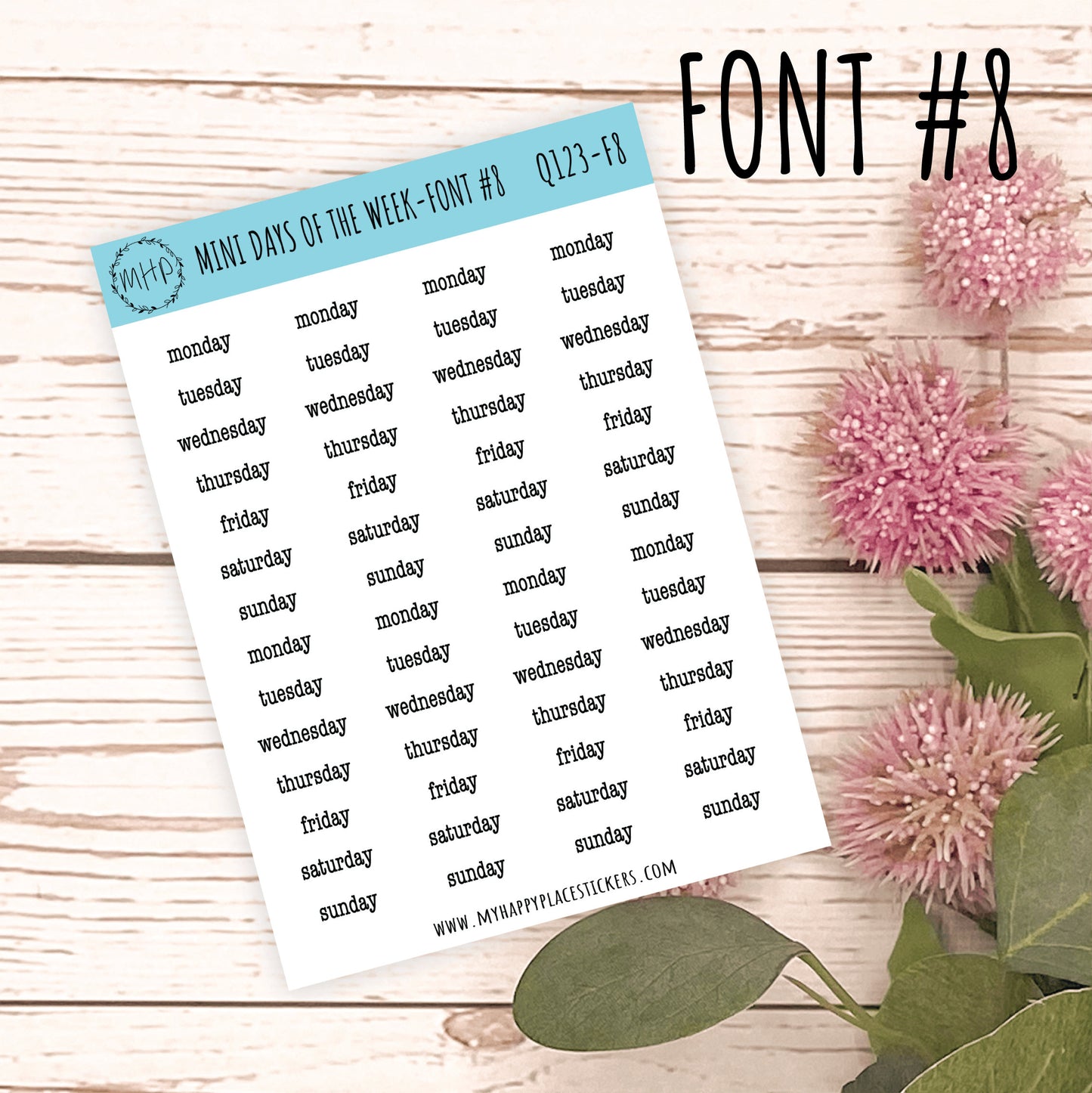 Mini Days of the Week Stickers for Bullet Journals and Planners. Foil Stickers || Q123