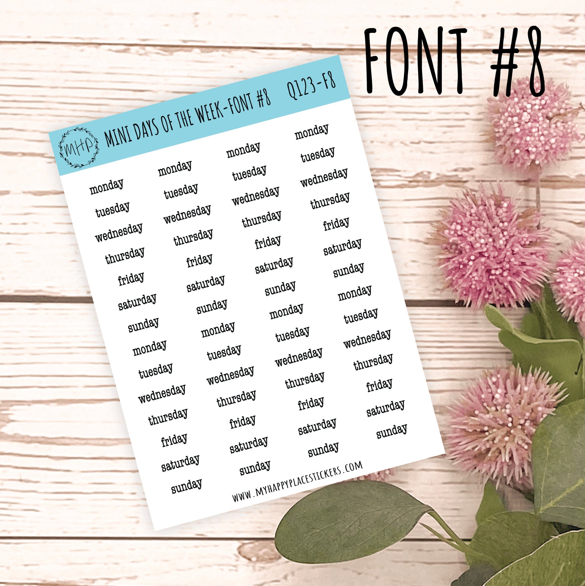Mini Days of the Week Stickers for Bullet Journals and Planners. Foil Stickers || Q123