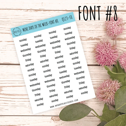 Mini Days of the Week Stickers for Bullet Journals and Planners. Foil Stickers || Q123
