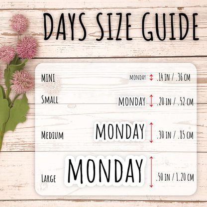 STICKER SET - Mini Days of the Week Stickers for Bullet Journals and Planners || S01