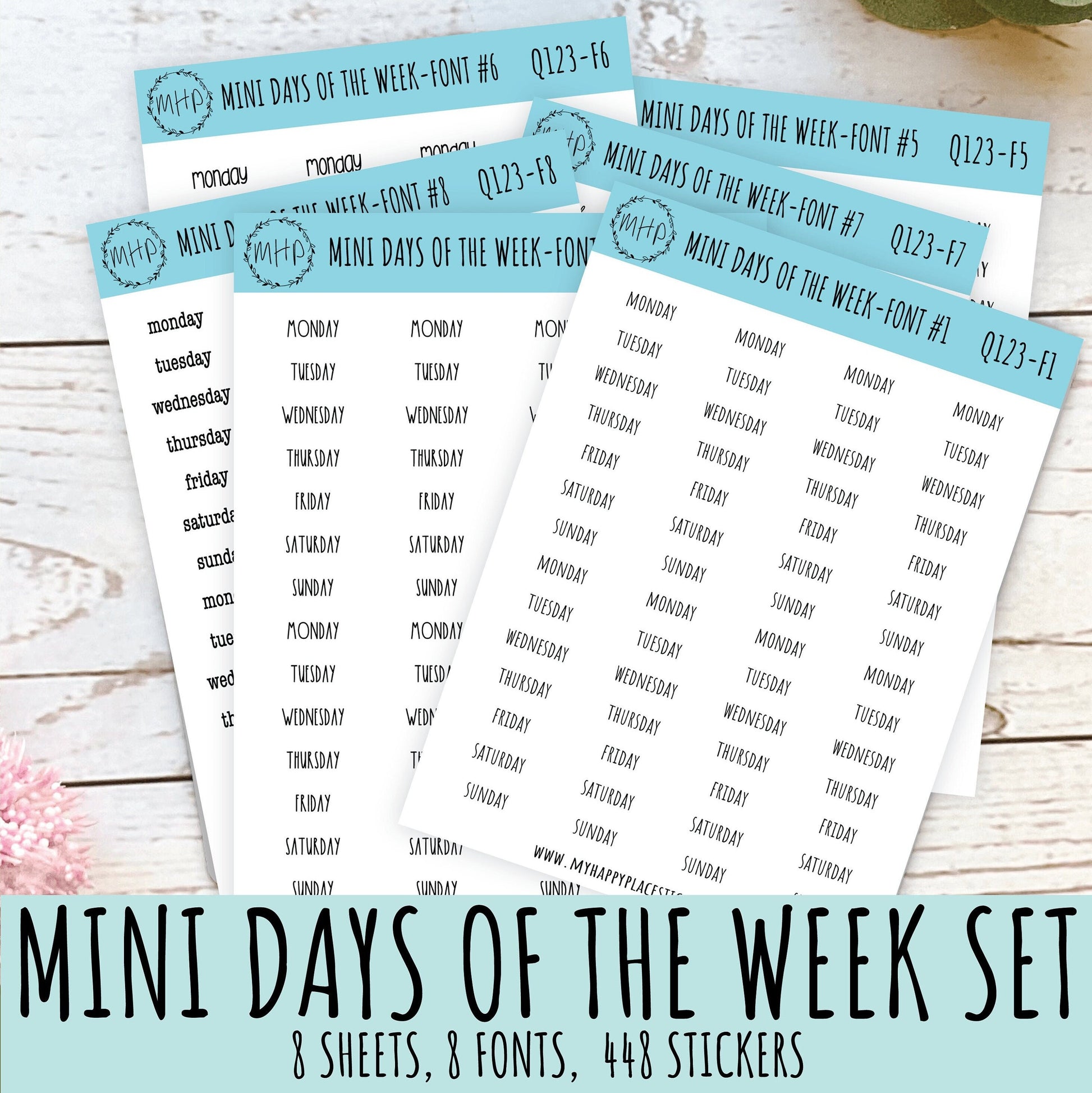 STICKER SET - Mini Days of the Week Stickers for Bullet Journals and Planners || S01
