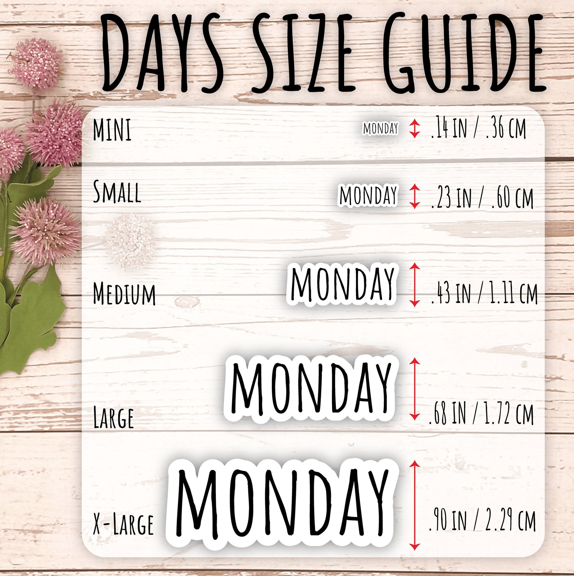 Large Days of the Week Stickers for Planners, Organizers and Bullet Journals. College Planner. 8 Fonts to Choose From || H536