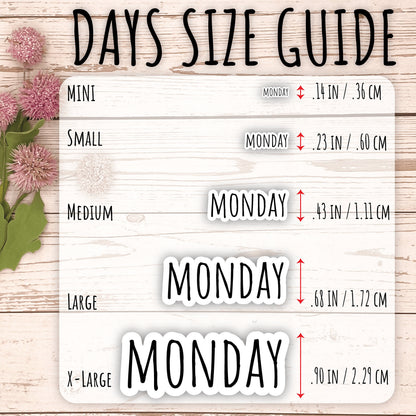 X-Large Days of the Week Stickers for Planners, Organizers and Bullet Journals. College Planner. Foil Stickers || F751