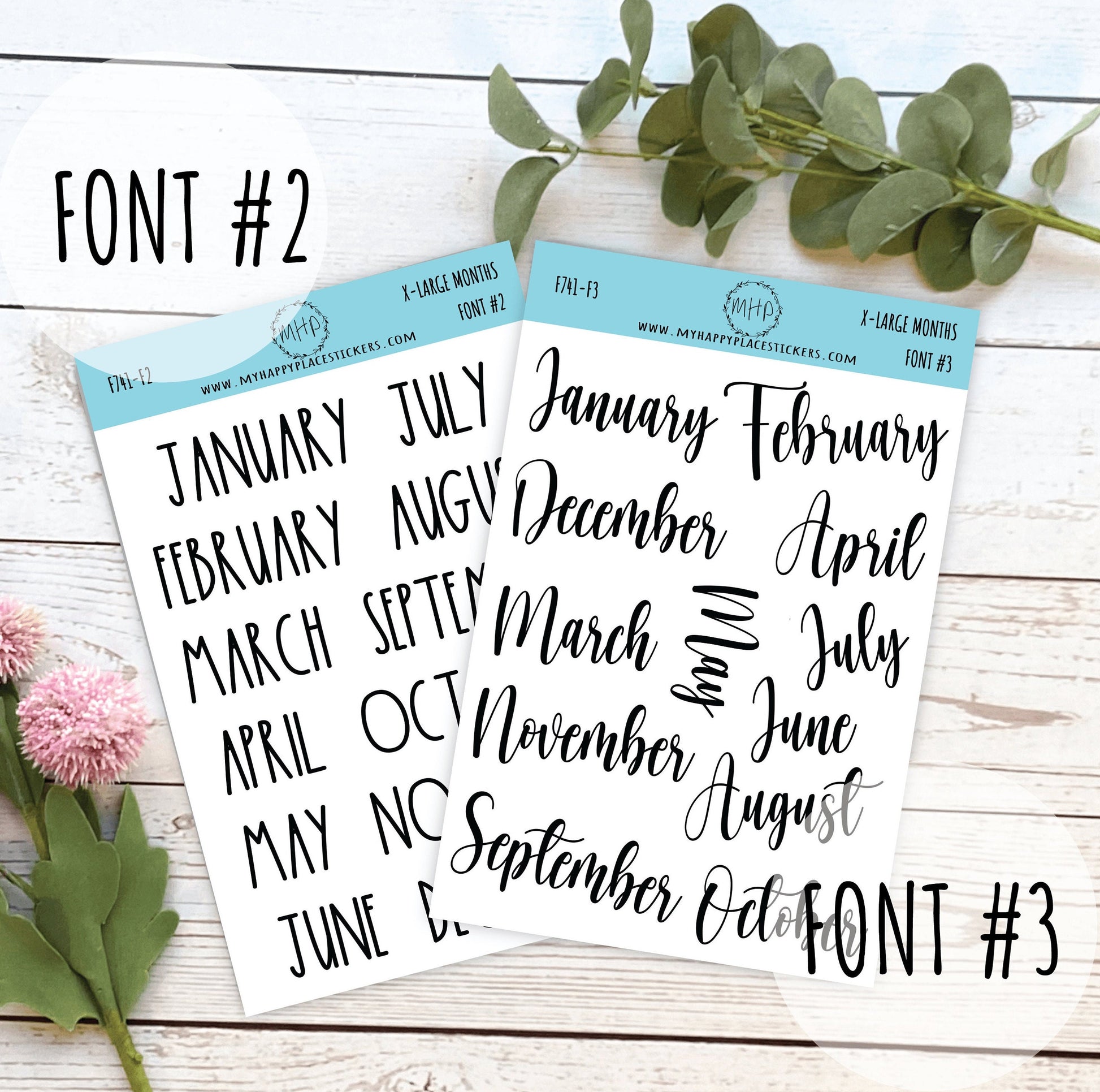 Sticker Set of X-LARGE Month Stickers for Planners, Organizers, Bullet Journals, and Happy Planners || S08