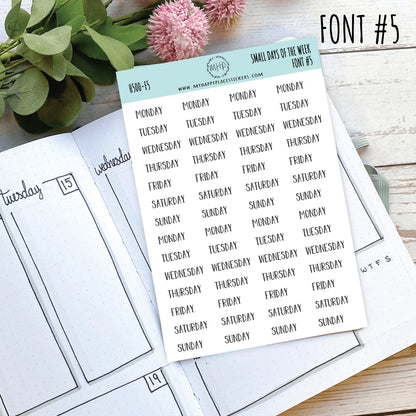 Small Days of the Week Sticker for Planners, Organizers and Bullet Journals. College Planner || H500