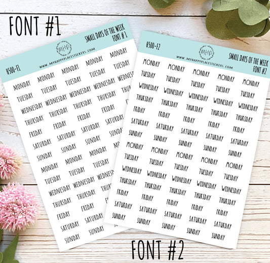 Small Days of the Week Sticker for Planners, Organizers and Bullet Journals. College Planner || H500
