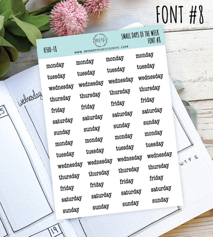 Small Days of the Week Sticker for Planners, Organizers and Bullet Journals. College Planner || H500