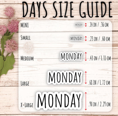 Mini Days of the Week Stickers for Bullet Journals and Planners. Foil Stickers || Q123