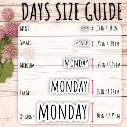 Small Days of the Week Sticker for Planners, Organizers and Bullet Journals. Gold, Silver & Rose Gold Foil Available || H500