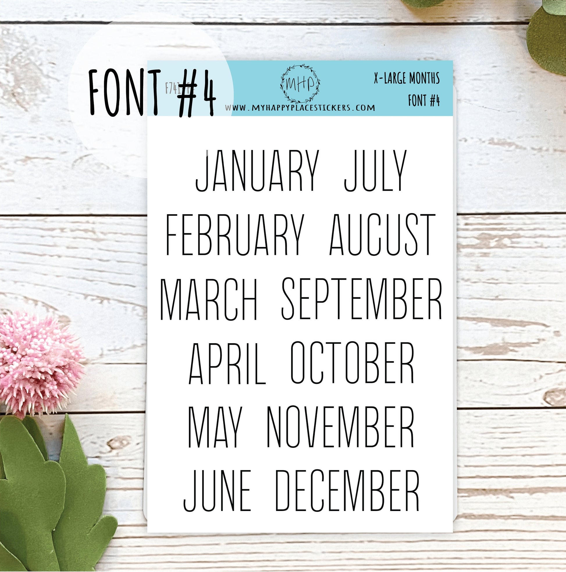 Sticker Set of X-LARGE Month Stickers for Planners, Organizers, Bullet Journals, and Happy Planners || S08