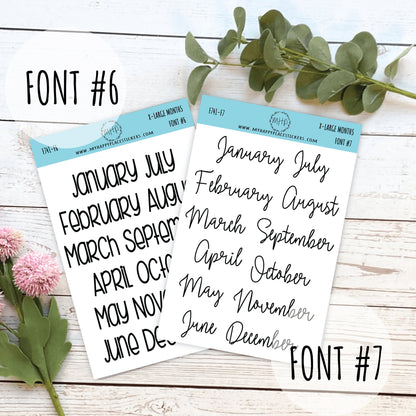 Sticker Set of X-LARGE Month Stickers for Planners, Organizers, Bullet Journals, and Happy Planners || S08