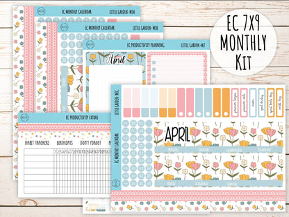 Erin Condren 7x9 Monthly Kit. APRIL "Little Garden" Planner Stickers || LG-M