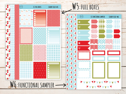 Erin Condren 7x9 Weekly Planning Kit. JULY "Cherry Field" Planner Stickers || CF-W