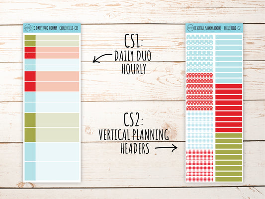 Erin Condren 7x9 Coordinating Planner Sticker Sheets. JULY "Cherry Field". Add-On Sticker Sheets || CF-CS
