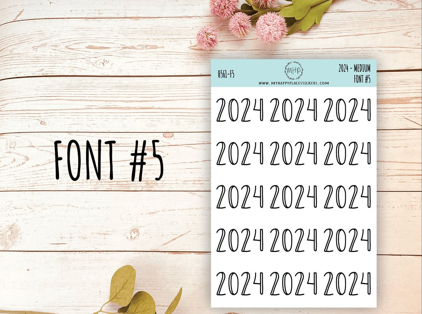 2024 Year Stickers Medium Size for Bullet Journals and Planners || H561