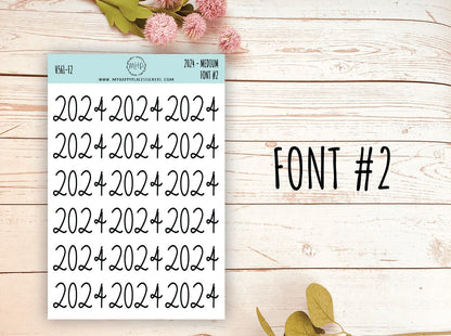 2024 Year Stickers Medium Size for Bullet Journals and Planners || H561