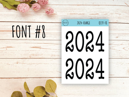 X Large 2024 Year Stickers for Planners, Bullet Journals, or College Planner || Q139