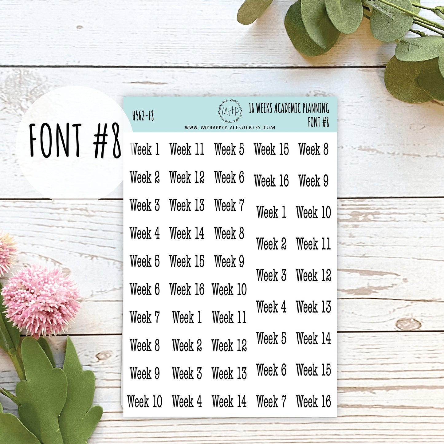 16 Weeks Stickers for Teachers Planning. Academic Planning Weeks || H562