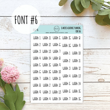 16 Weeks Stickers for Teachers Planning. Academic Planning Weeks || H562