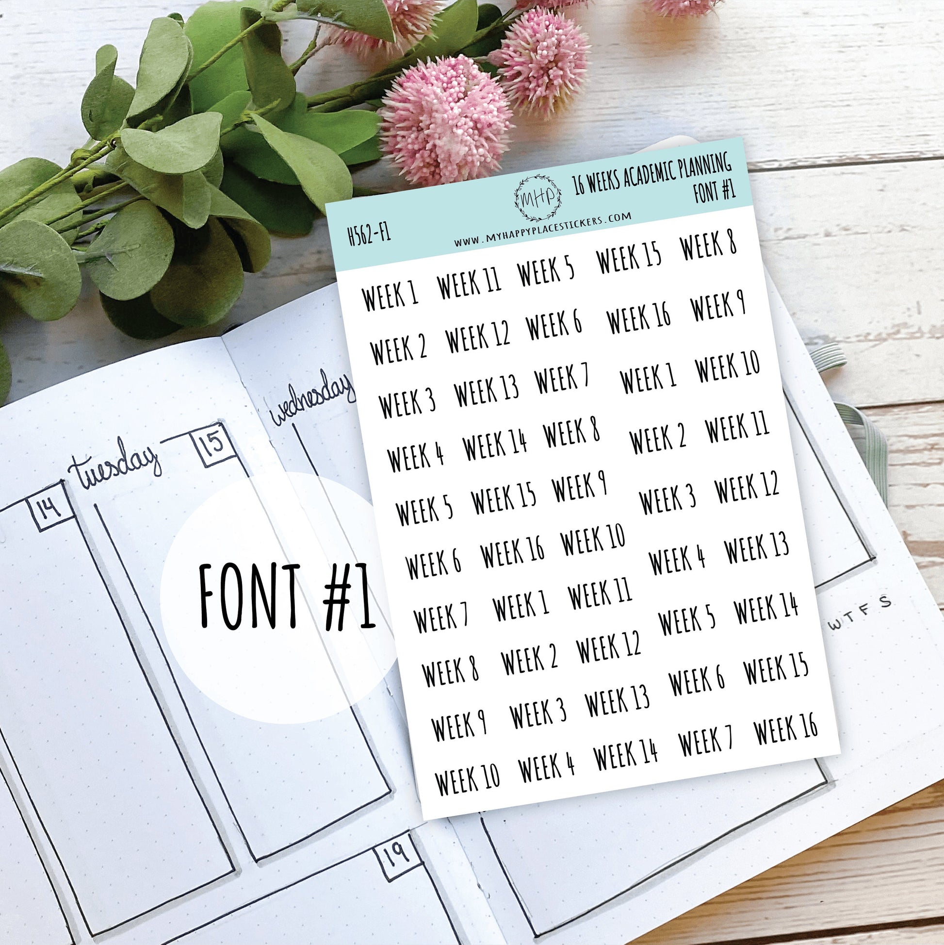 16 Weeks Stickers for Teachers Planning. Academic Planning Weeks || H562