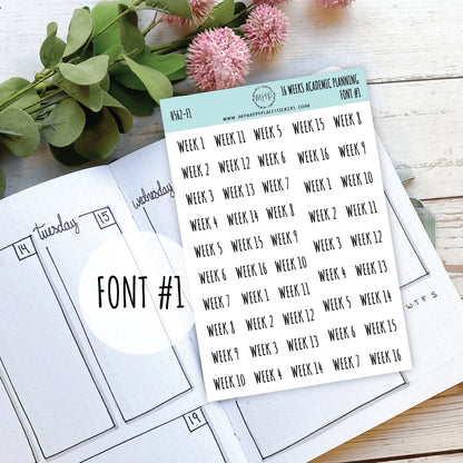 16 Weeks Stickers for Teachers Planning. Academic Planning Weeks || H562