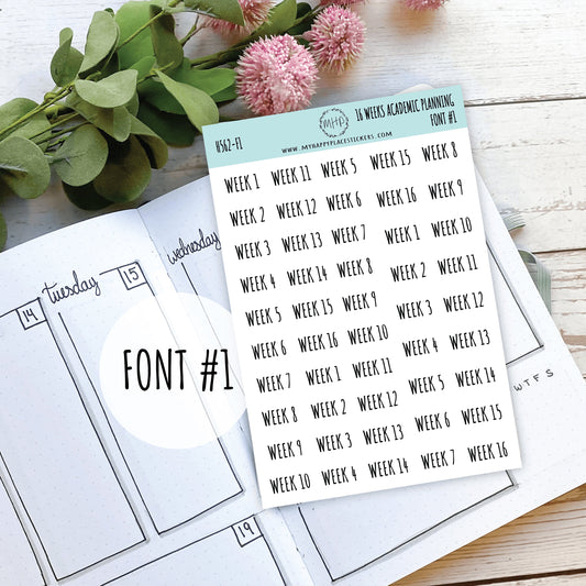 16 Weeks Stickers for Teachers Planning. Academic Planning Weeks || H562