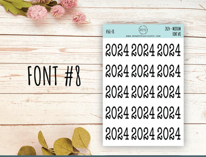 2024 Year Stickers Medium Size for Bullet Journals and Planners || H561