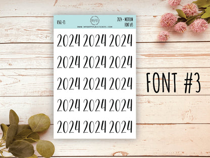 2024 Year Stickers Medium Size for Bullet Journals and Planners || H561