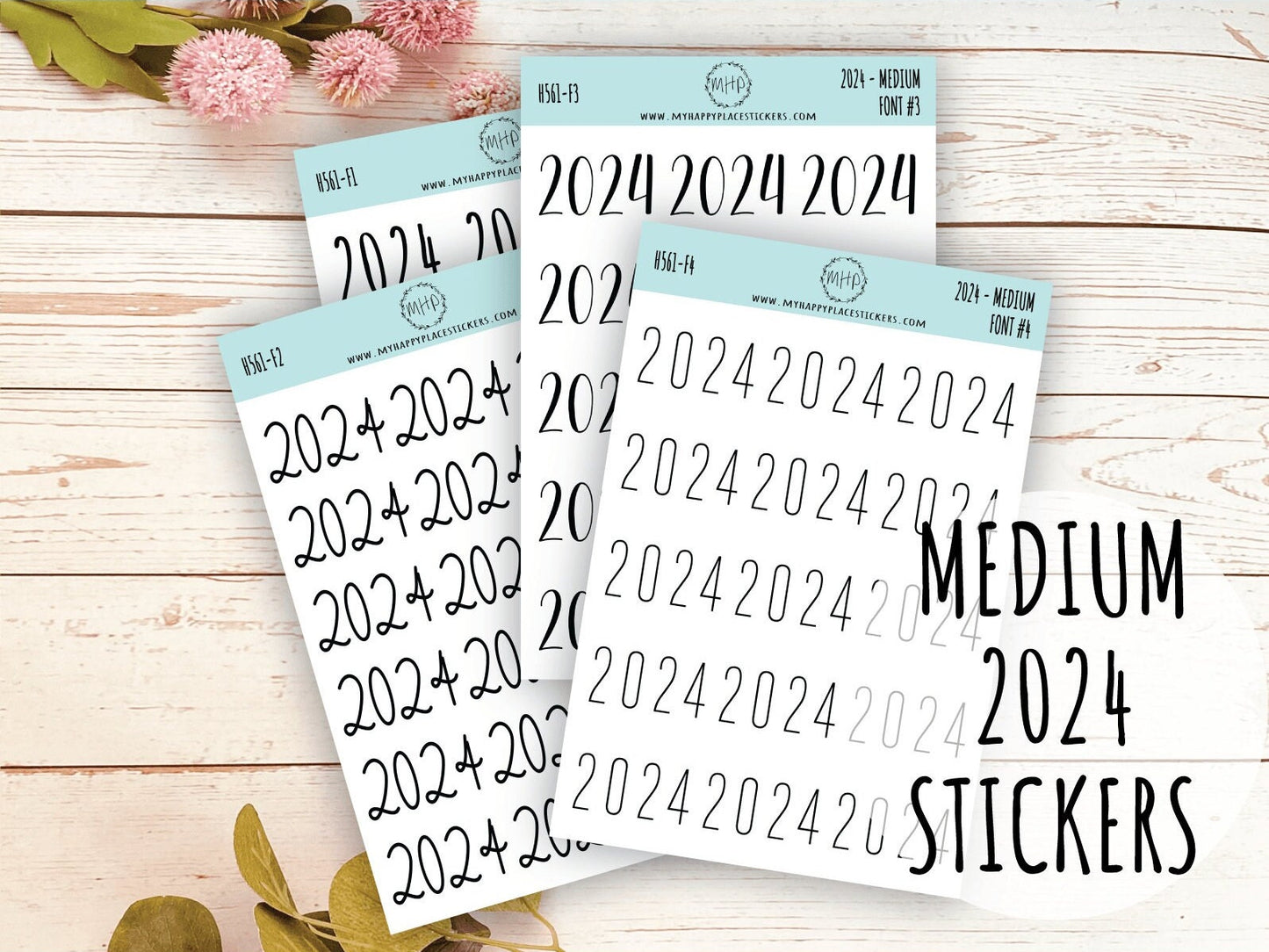 2024 Year Stickers Medium Size for Bullet Journals and Planners || H561