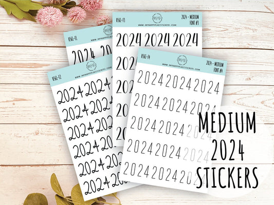 2024 Year Stickers Medium Size for Bullet Journals and Planners || H561