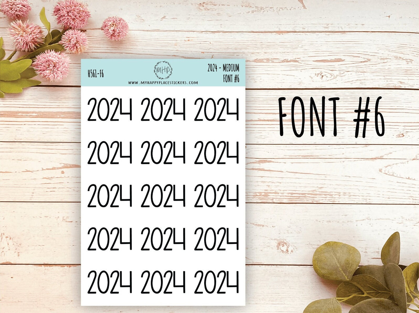 2024 Year Stickers Medium Size for Bullet Journals and Planners || H561
