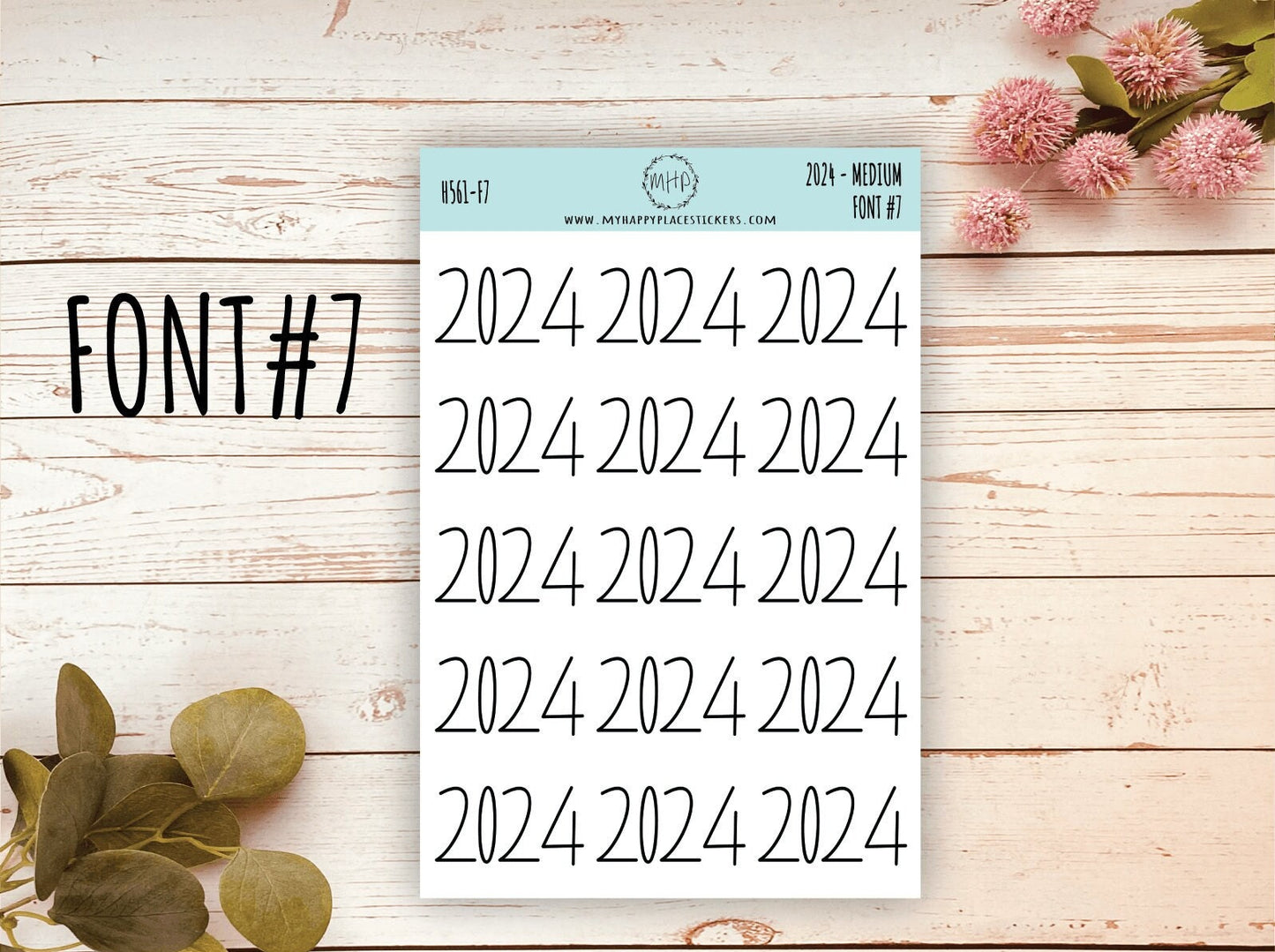 2024 Year Stickers Medium Size for Bullet Journals and Planners || H561