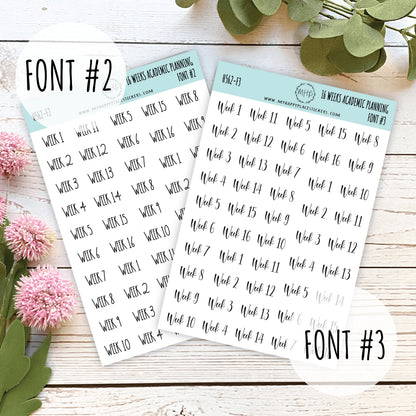 16 Weeks Stickers for Teachers Planning. Academic Planning Weeks || H562