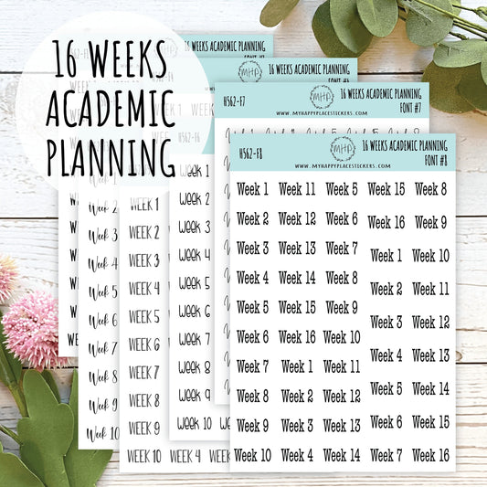 16 Weeks Stickers for Teachers Planning. Academic Planning Weeks || H562