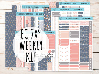 Erin Condren 7x9 Weekly Planning Kit. AUGUST "Boho Rainbow" Planner Stickers || BR-W
