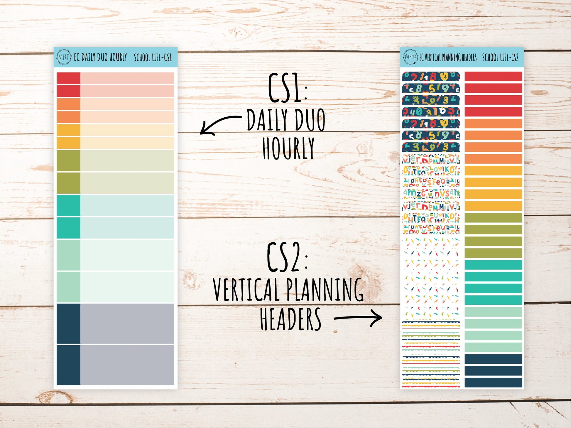 Erin Condren 7x9 Coordinating Planner Sticker Sheets. SEPTEMBER "School Life". Add-On Sticker Sheets || SL-CS