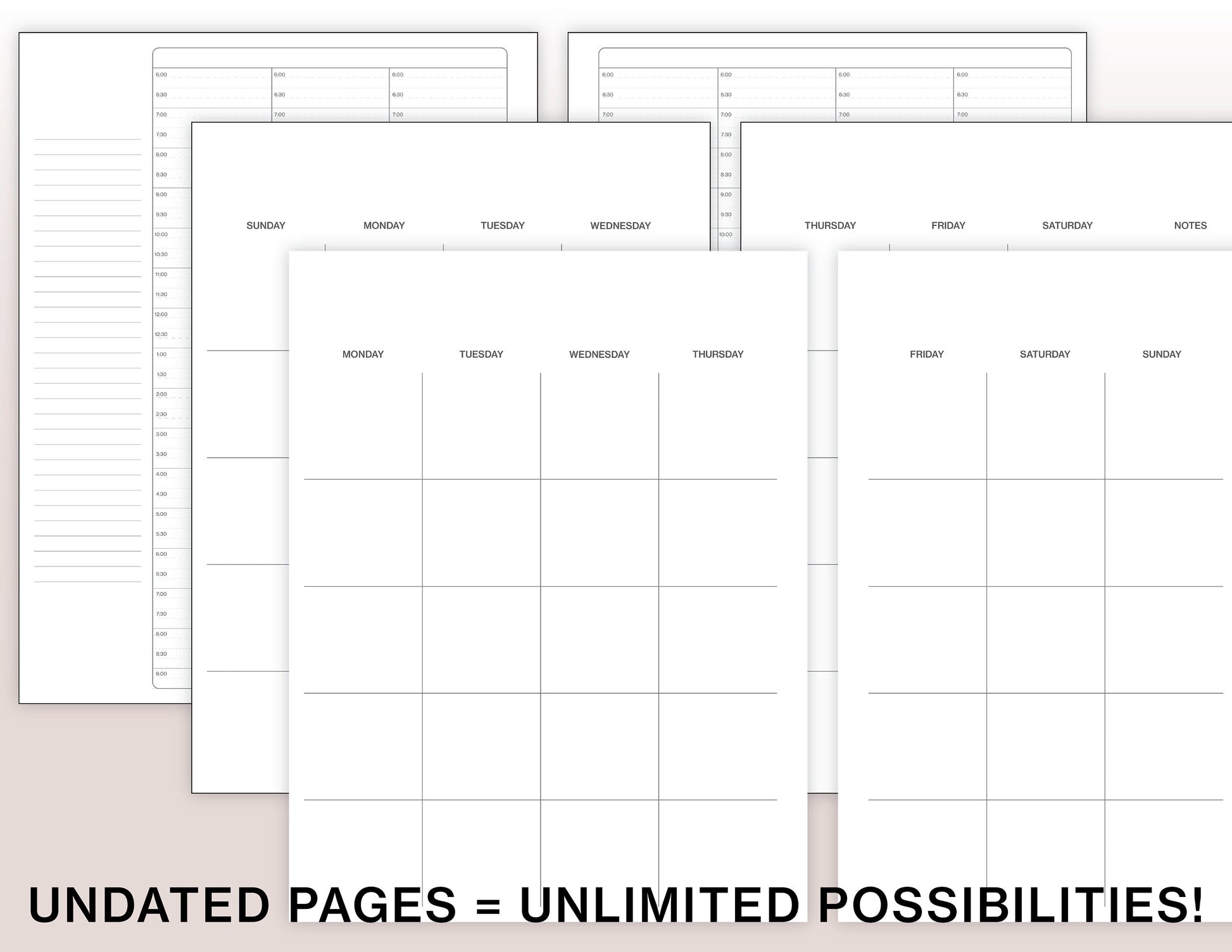 Weekly Hourly Planner. 2023 -2024 Planner. US Letter Printable Planner. Fully Dated and Undated Planner