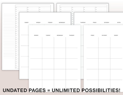 Weekly Hourly Planner. 2023 -2024 Planner. US Letter Printable Planner. Fully Dated and Undated Planner