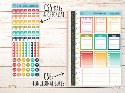 Erin Condren 7x9 Coordinating Planner Sticker Sheets. SEPTEMBER "School Life". Add-On Sticker Sheets || SL-CS