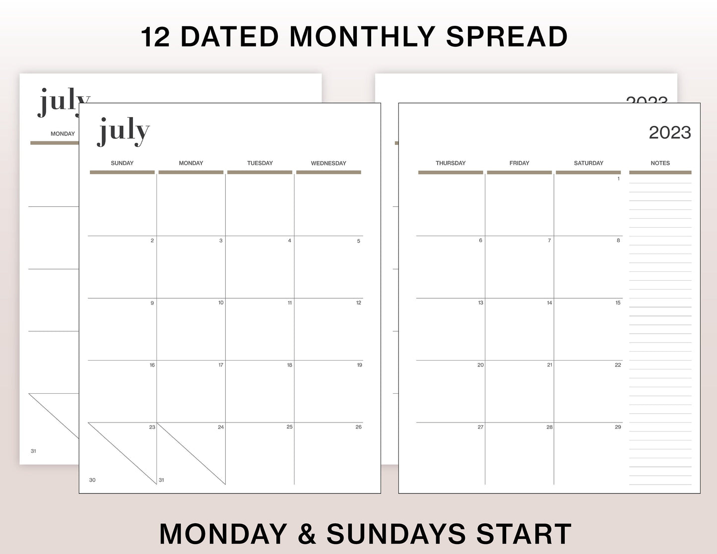 Weekly Hourly Planner. 2023 -2024 Planner. US Letter Printable Planner. Fully Dated and Undated Planner