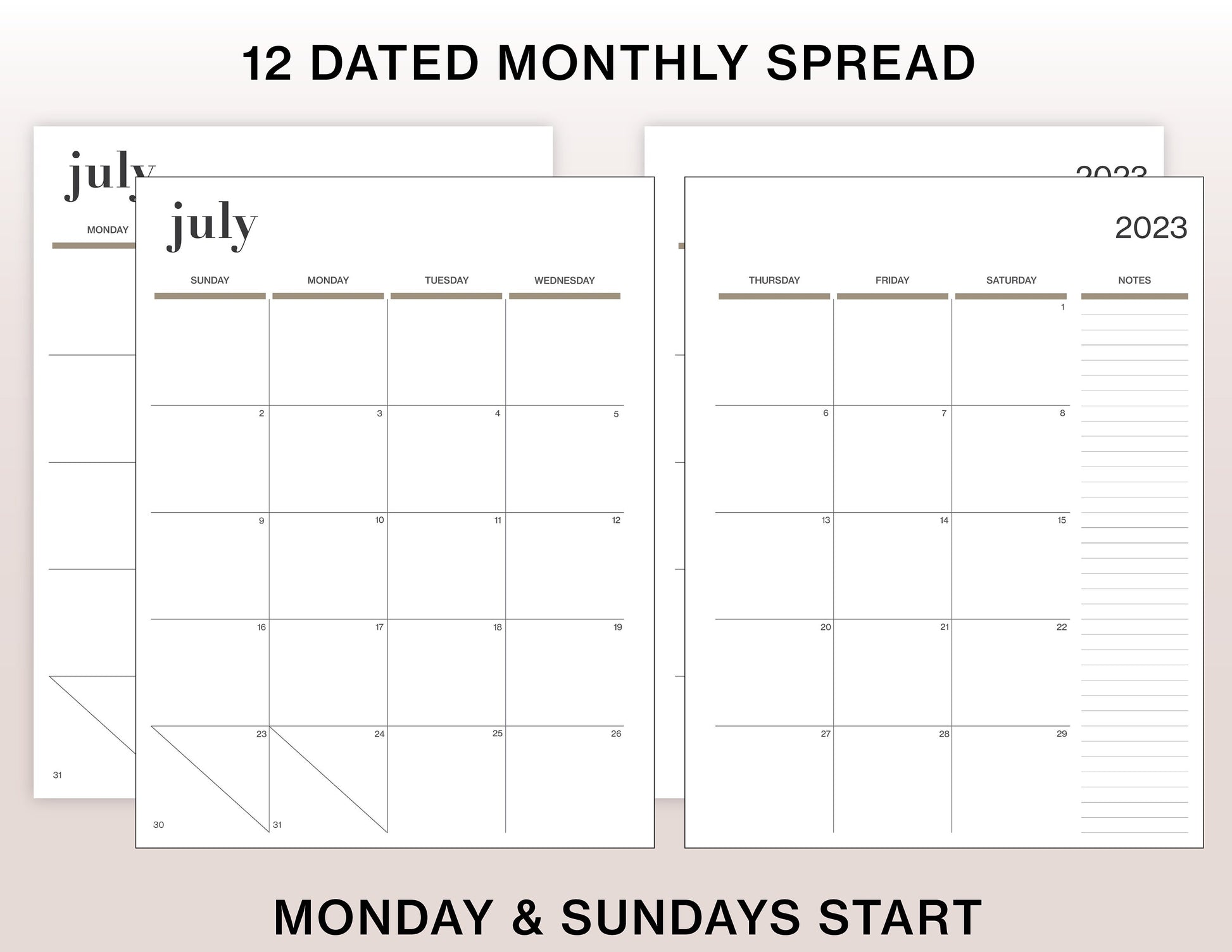 Weekly Hourly Planner. 2023 -2024 Planner. US Letter Printable Planner. Fully Dated and Undated Planner