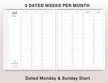 Weekly Hourly Planner. 2023 -2024 Planner. US Letter Printable Planner. Fully Dated and Undated Planner