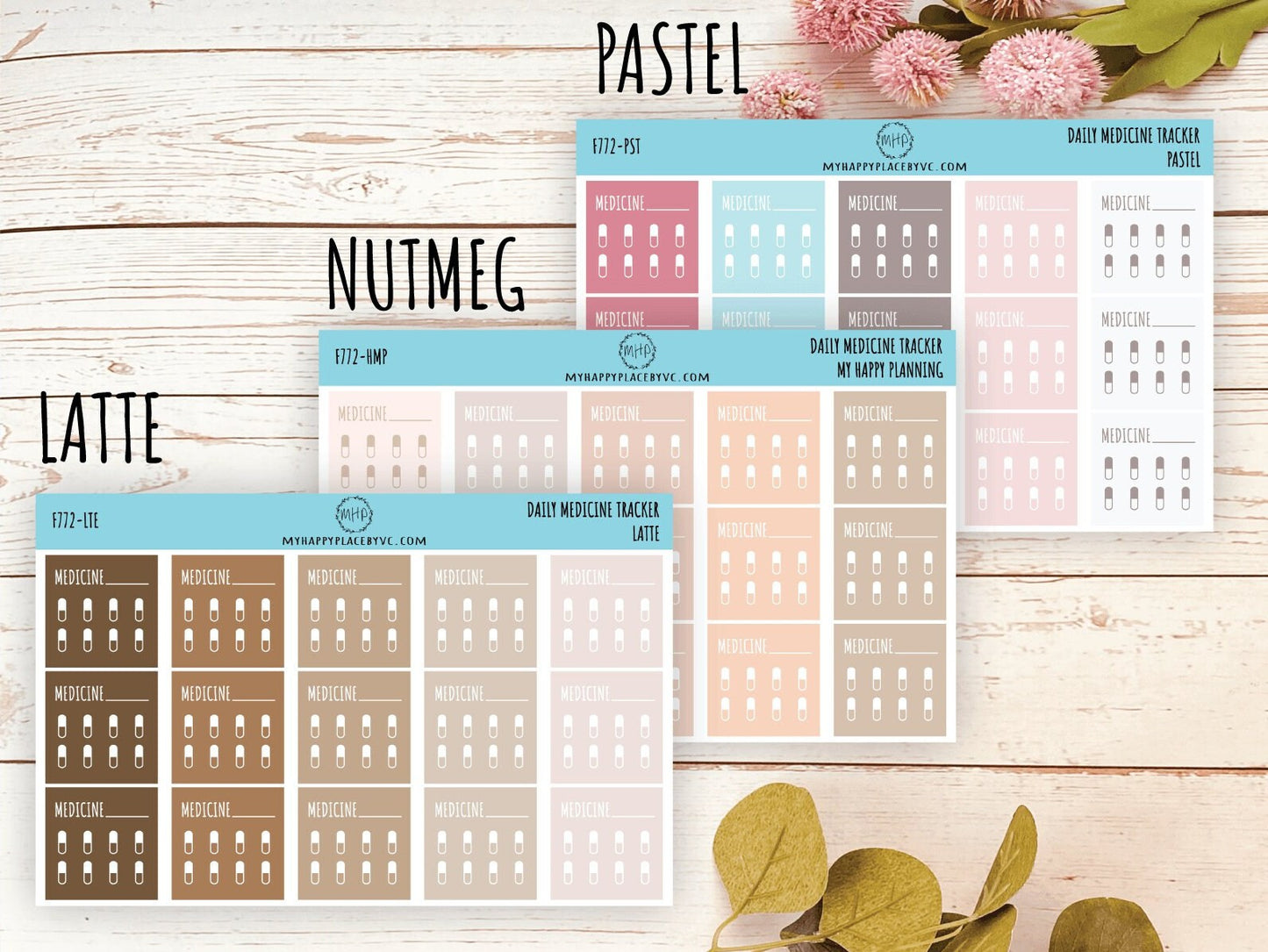 Daily Medicine Tracker. Stickers for Planners and Bullet Journals. Habit Tracker Stickers || F772