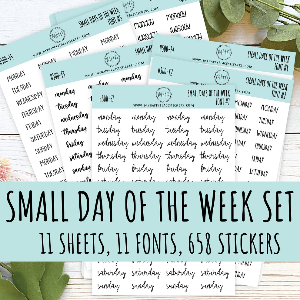 Small Days of the Week Sticker for Planners, Organizers and Bullet Jou ...