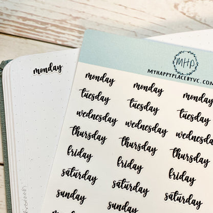 Small Days of the Week Sticker for Planners, Organizers and Bullet Journals. College Planner || H500