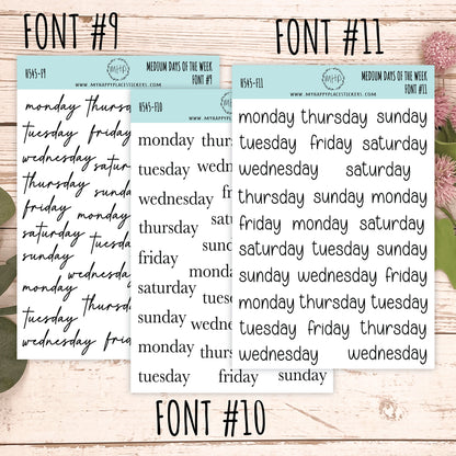 Sticker set of Medium Days of the Week for Planners, Organizers and Bullet Journals. College Planner || S10